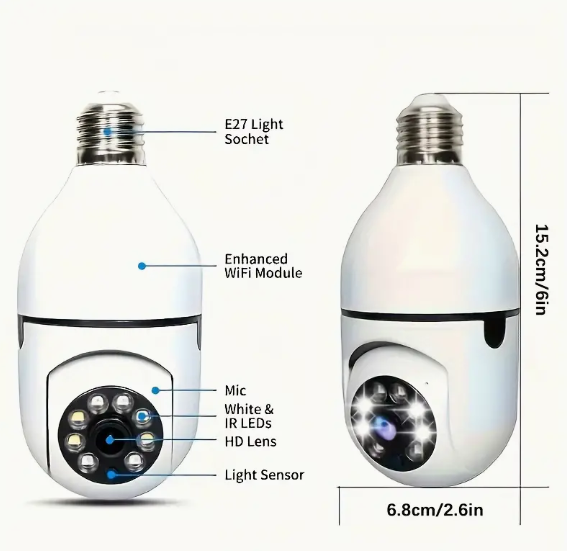 كاميرا لمبة أمان WiFi لاسلكية،