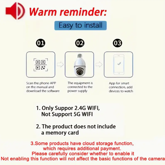 كاميرا لمبة أمان WiFi لاسلكية،